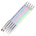 100% Kolinsky Acrylic Art Nail Pen Brush Two-point Drill Wire Pen 5-piece Nail Art Brushes Liner Set